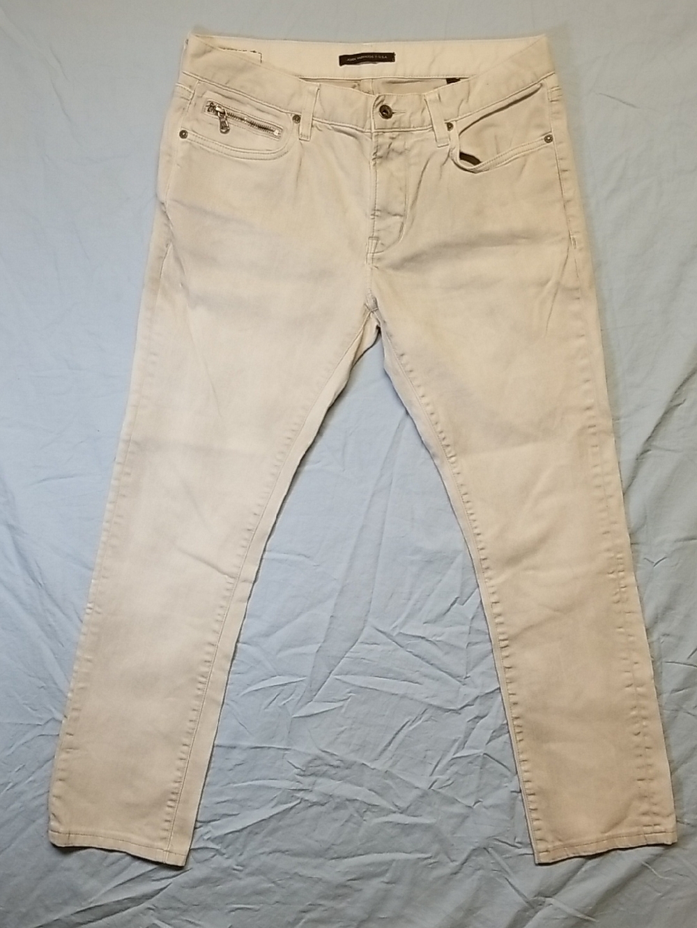 John Varvatos U.s.a Light Grey Wight Skinny Slim Fit Zipper Pocket Jean's